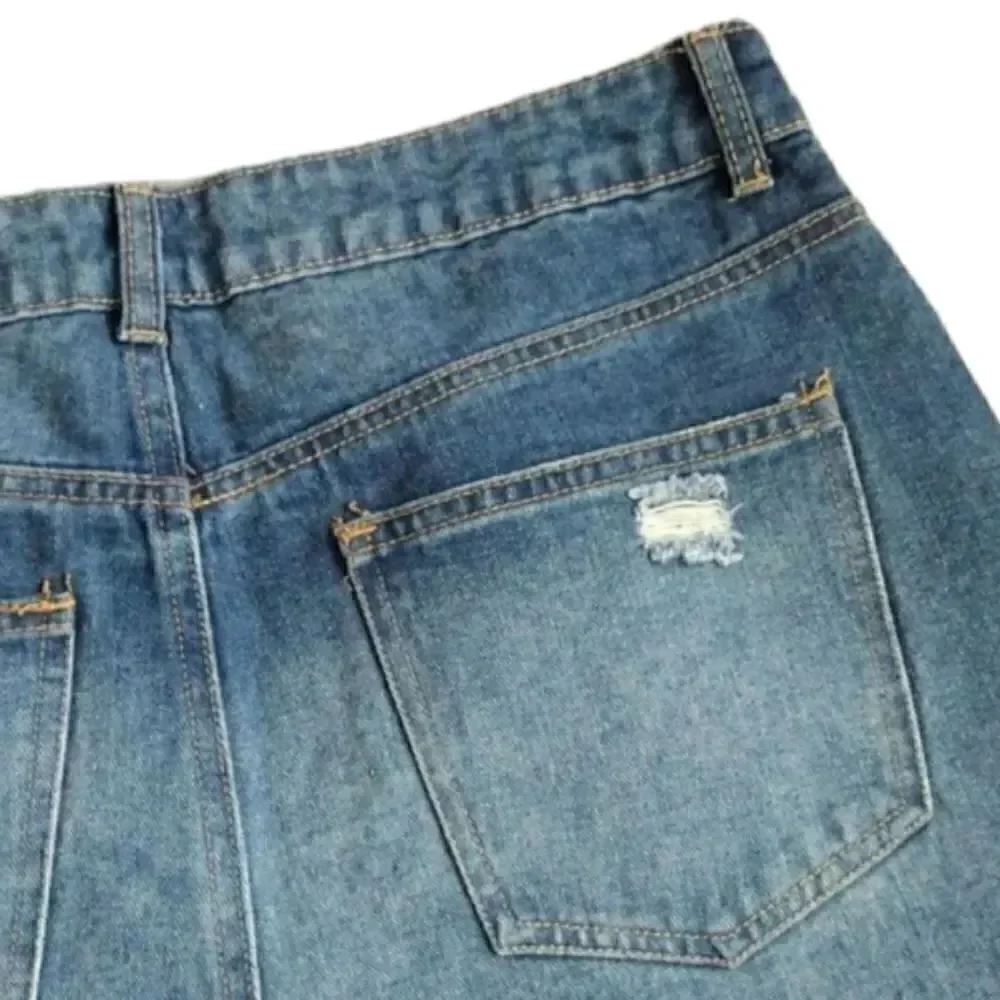 Hot Kiss Highest Rise Ripped  Bermuda Blue Jean‎ Shorts Size 15 NWT